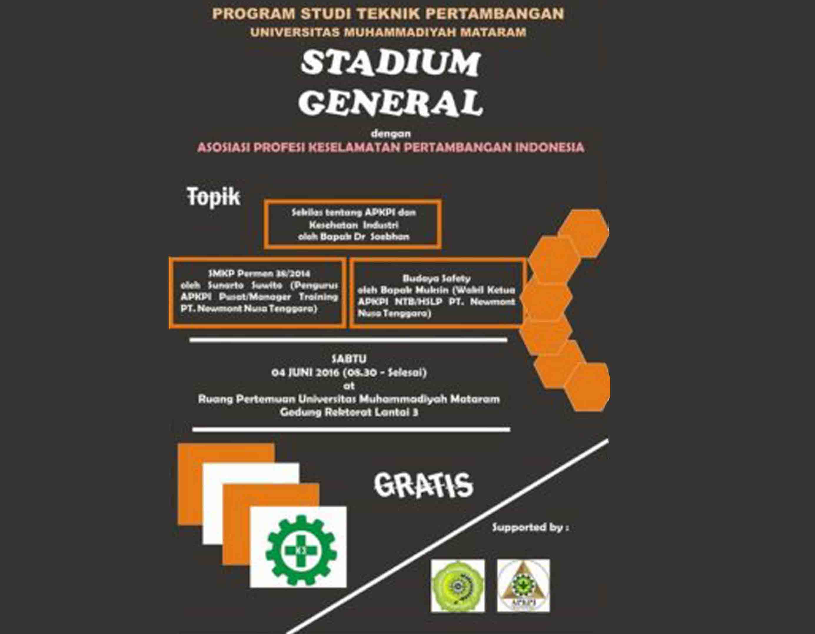 Stadium General dengan Asosiasi Profesi Keselamatan Pertambangan Indonesia