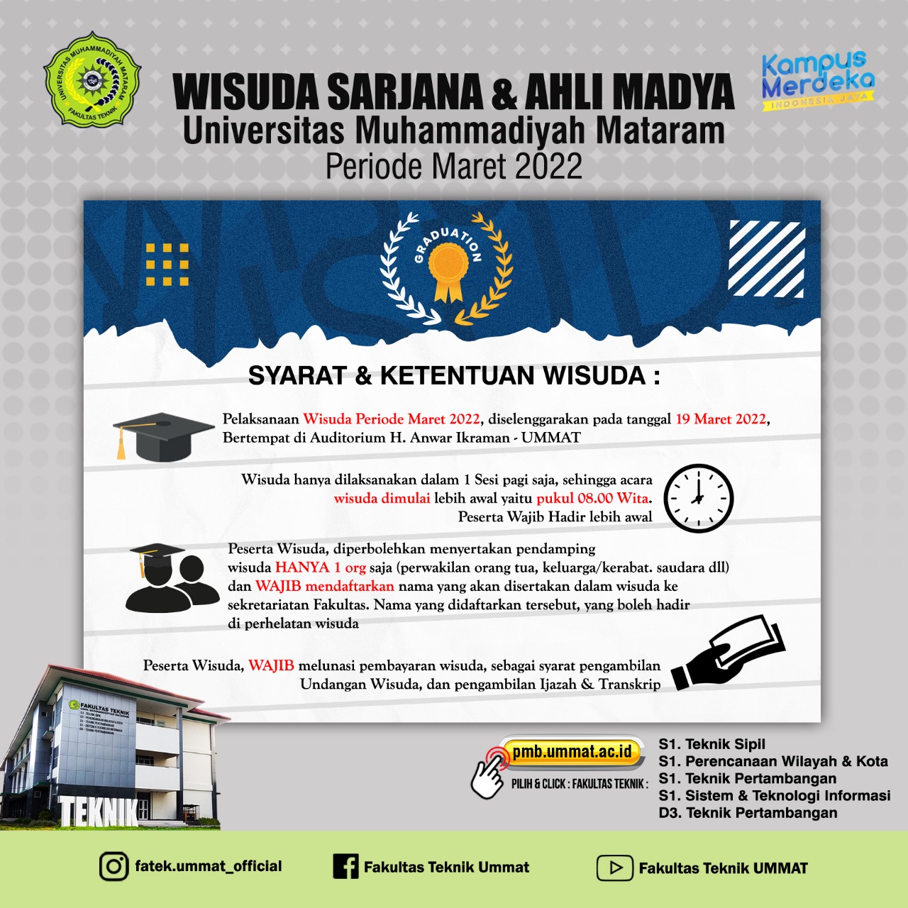 SYARAT & KETENTUAN WISUDA PERIODE MARET 2022 - FAKULTAS TEKNIK