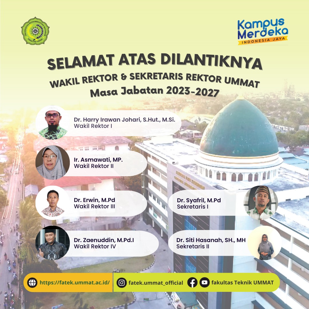 Selamat Atas di Lantiknya Para Wakil Rektor & Sekretaris Rektor UMMAT ,Masa Jabatan 2023-2027